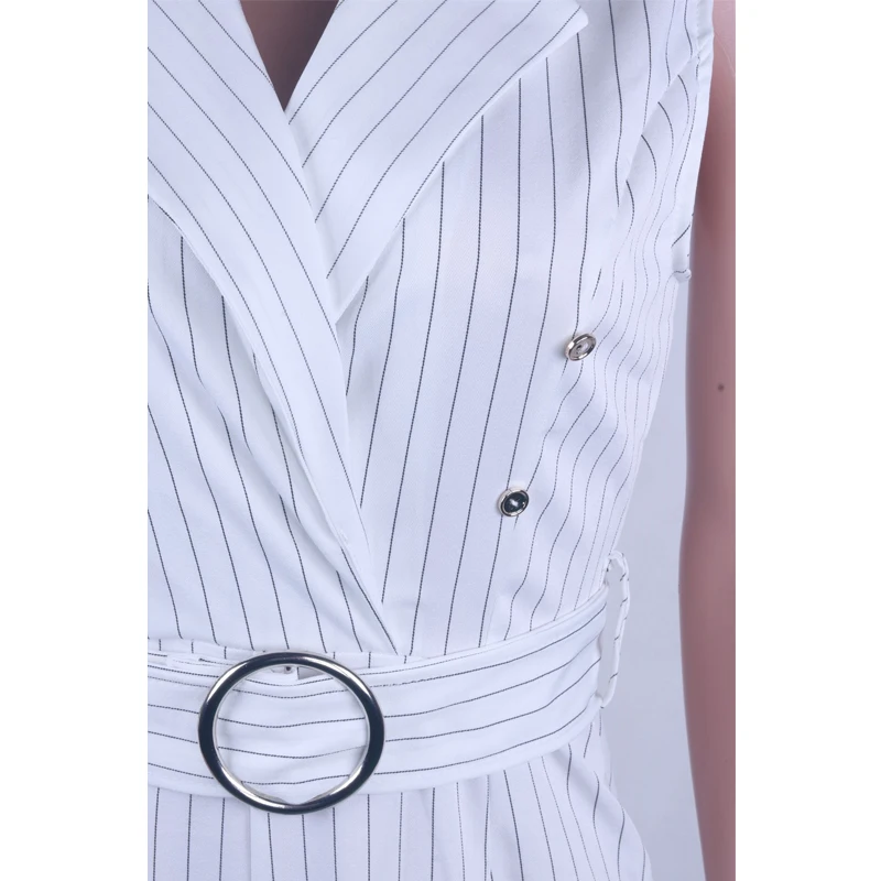 

Elegant Women Striped Rompers Female Sleeveless Wide Legs Overalls Office Lady Spaghetti Jumpsuits Playsuit for Summer