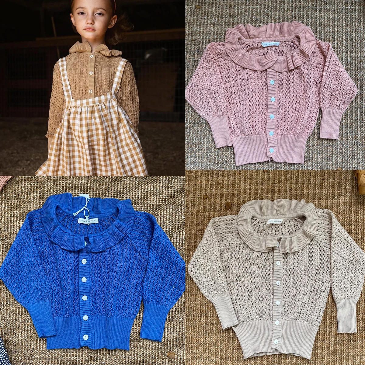 

Soor Ploom Child Autumn Knitted Cardigan For Girls Toddler Baby Brand Design Sweater Kids Children Vintage Ruffle Coats