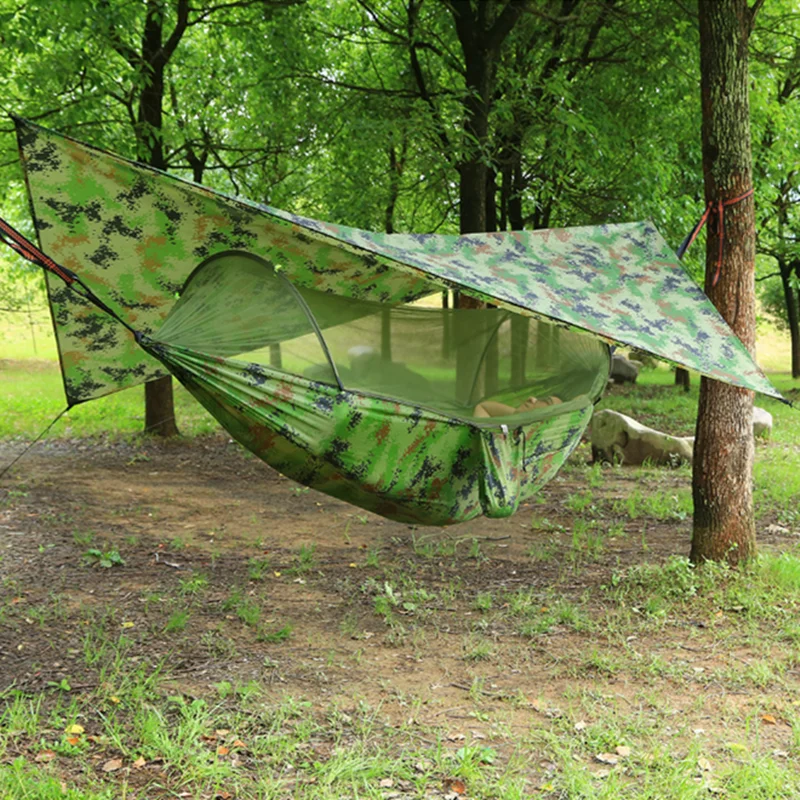 

Outdoor Portable Hammock with Mosquito Net and Rain Fly Camping Backpacking Bug Hammocks and Netting Parachute Hammock Canopy