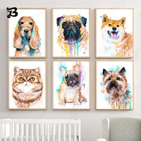 canvas painting for living room cute akita dog french bulldog cat animals wall art graffiti posters wall pictures home decor
