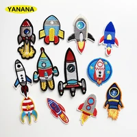 rocket space ship embroidered patches for clothing diy stripes applique clothes stickers iron on clothing