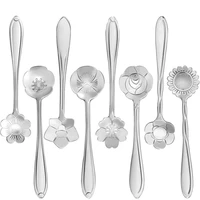 50hot8pcs stainless steel flower carved stirring mini spoons for desserts tea coffee