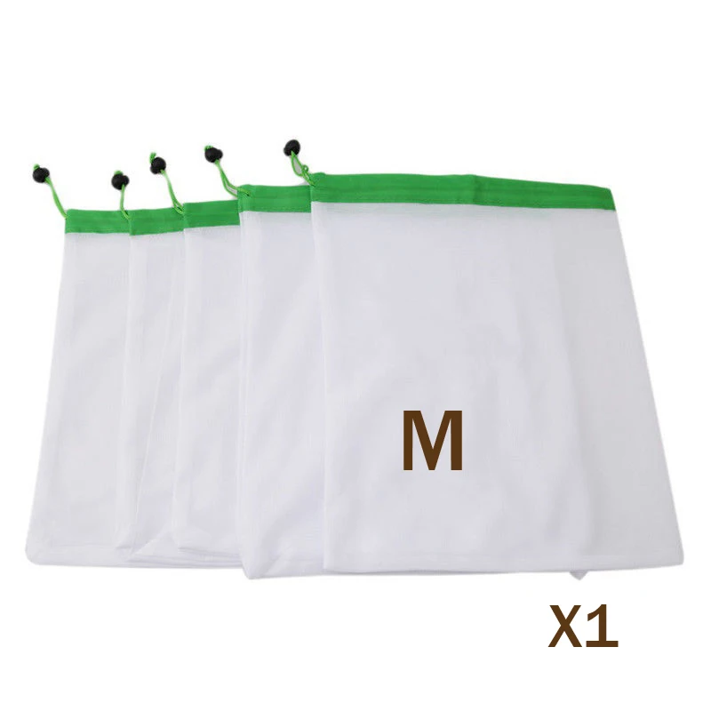 M-35x30 cm 1 шт многоразовая сумка для Овощей Сетчатый Мешок из хлопка Многоразовые продукты сумки кухонные овощные Фрукты Эко сумки шнурок хозяйственная сумка - Цвет: M-35x30 cm