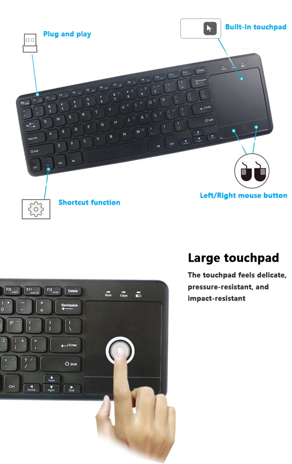 Клавиатура с сенсорной панелью беспроводная мышь для Windows Smart TV Android Box ноутбука