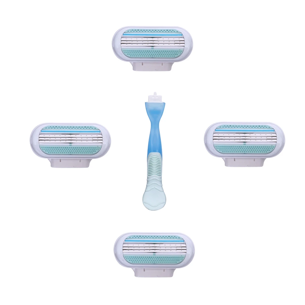 1 шт. ручка + 4 лезвия Женская бритва тело подмышек ног удаление волос бритвенное