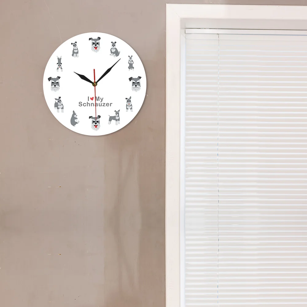 

Schnauzer Dog Iconic Silhouette Adorable Dog Vivid Colorful Wall Clock Pet Lovers Gift Silent Decorative Clock Home Decor