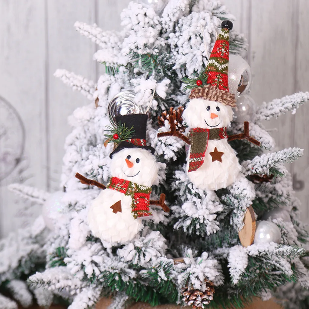 Новогодние украшения с дедом морозом снеговиком кукольным орнаментом оконный