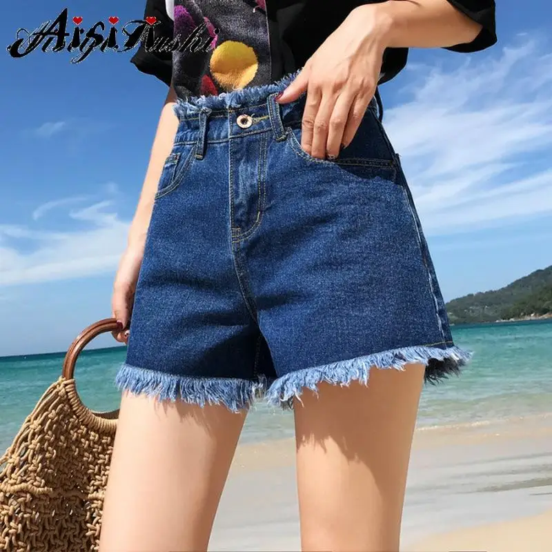 Женские винтажные шорты AISIYIFUSHI свободные облегающие джинсы с высокой талией 2020 |