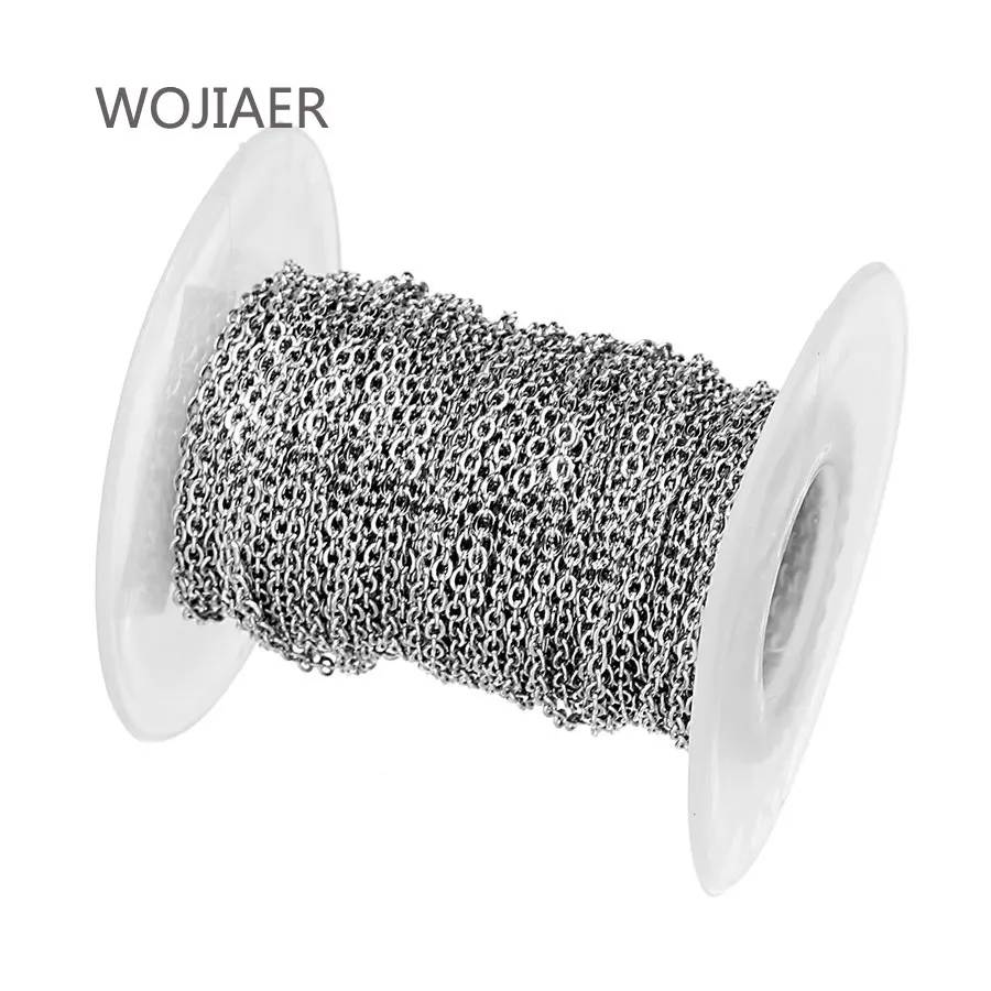

WOJIAER 10 Yards/Roll Stainless Steel Accessories Flattened O-Thin Chain Handmade DIY Jewelry Necklace Bracelet ZBM218