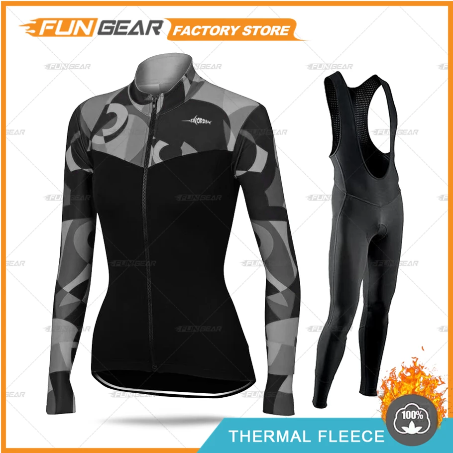 Camouflage Winter Warm Fleece Suit Cycling Suit Womens Sportswear Mtb Cycling Mountain Bike Suit Bib Warmer Suit Ropa Ciclismo