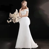elegant mermaid evening dresses off shoulder floor length bow white woman formal party gowns robe soir%c3%a9e femme vestidos de noche