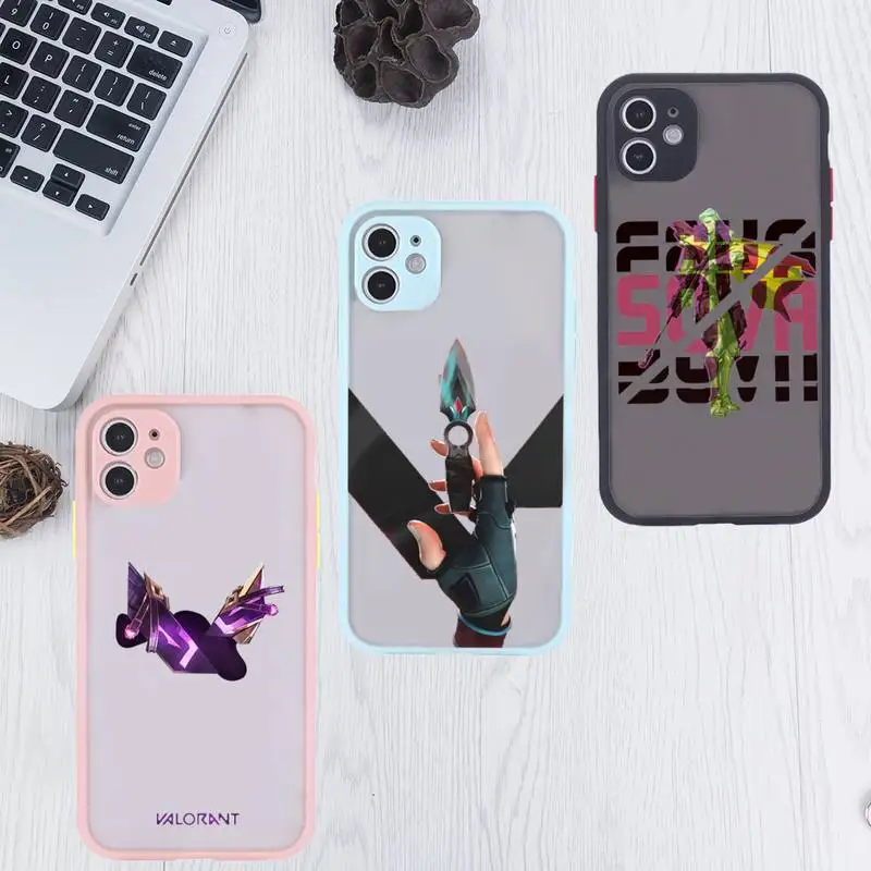 

valorant Phone Case For iPhone 12 11 Mini Pro XR XS Max 7 8 Plus X Matte transparent Pink Back Cover