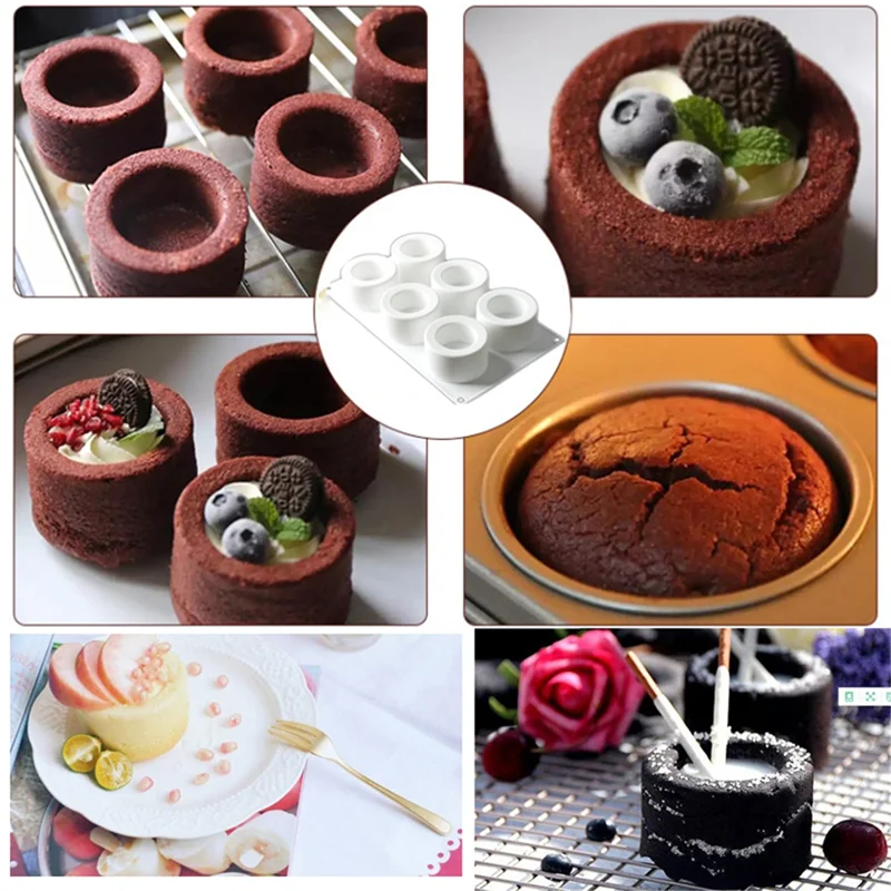 

3D Silicone Mold 6 Holes Pudding Cupcake Art Cake Mould For Baking Cake Decorating Tool Pastry Mousse Chocolate Molds