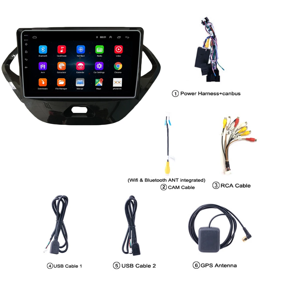 

9 inch 2 Din Car Multimedia Player Android 8.1 Wifi GPS Navigation Car Radio For Ford FIGO 2015-2018 AutoRadio wifi Bluetooth