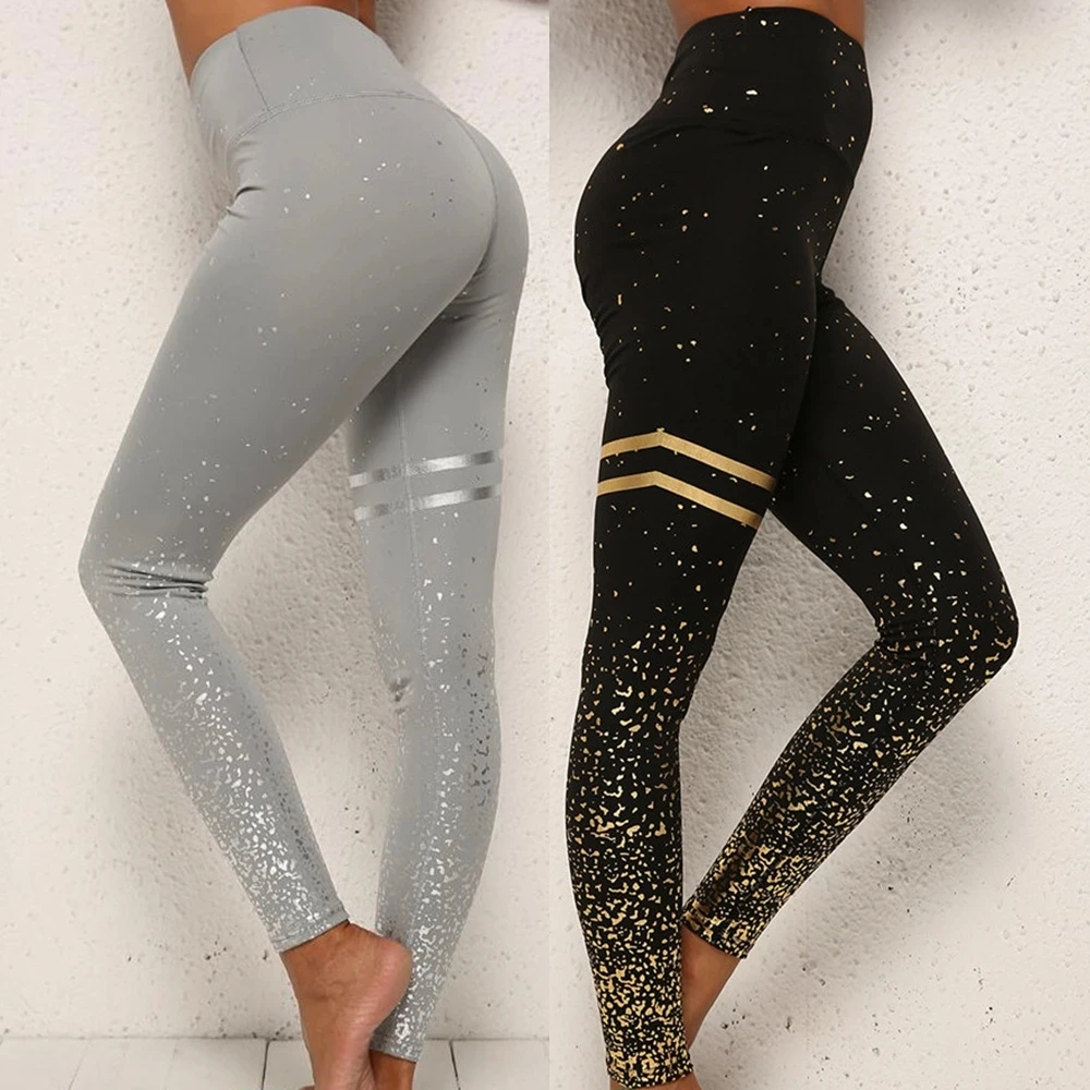 

Black Gilding Yoga Pants Quick dry Leggings Women Running Sport High Waist Tights Leggins Gym Fitness Training Push Up Legging