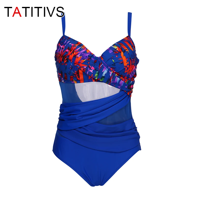 

Женский слитный купальник с принтом в виде сетки