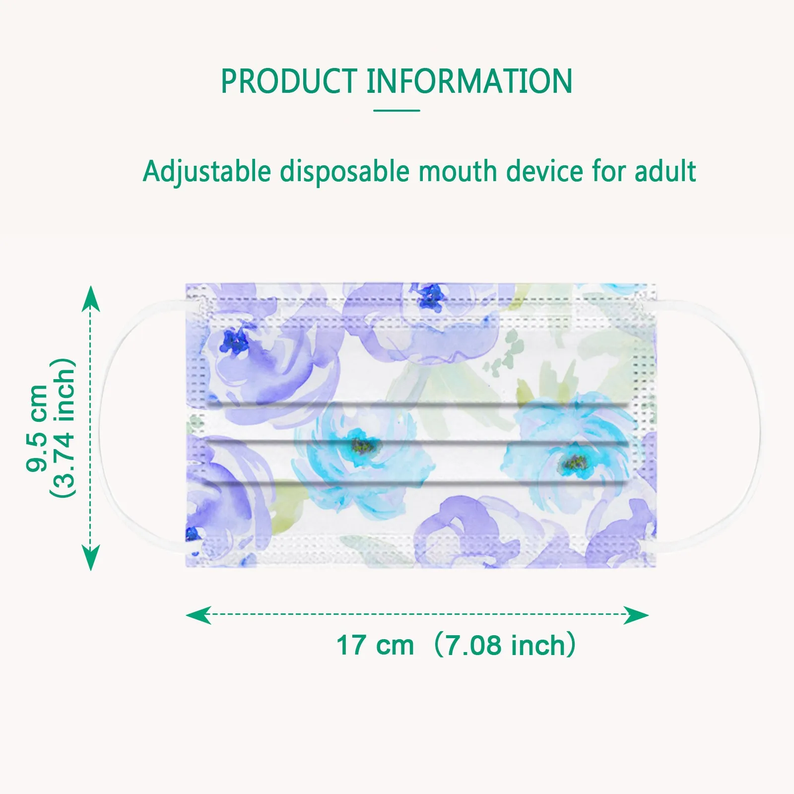 

Headband masque 50PCS Adult Flower Printing Three Layer Protective Breathable Mask mascarillas #