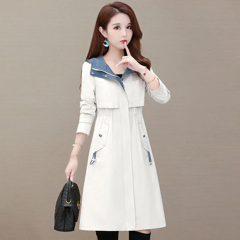 Тренчкот женский осенний средней длины модная ветровка повседневное офисное