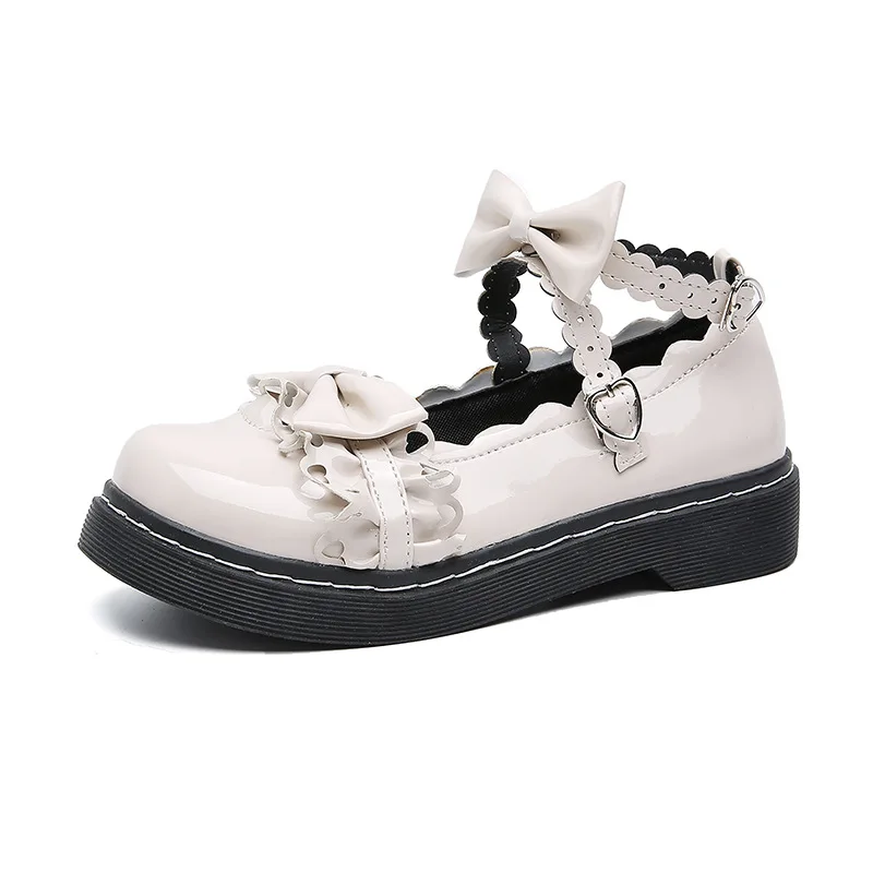 

Bow-knot Solid Color Cute Retro Soft Girl Lolita Small Leather Shoes Student Lolita Shoes Female