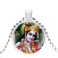 classic hindu beauties design black glass dome pendant necklace men women jewelry accessories best gifts