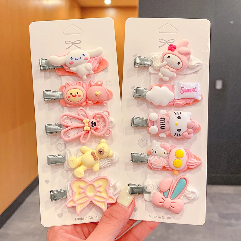 

New Girls Cute Cartoon Geometric Hairpins Children Sweet Pink Color Hair Decorate Clips Side Barrette Hairgrips Hair Accessories