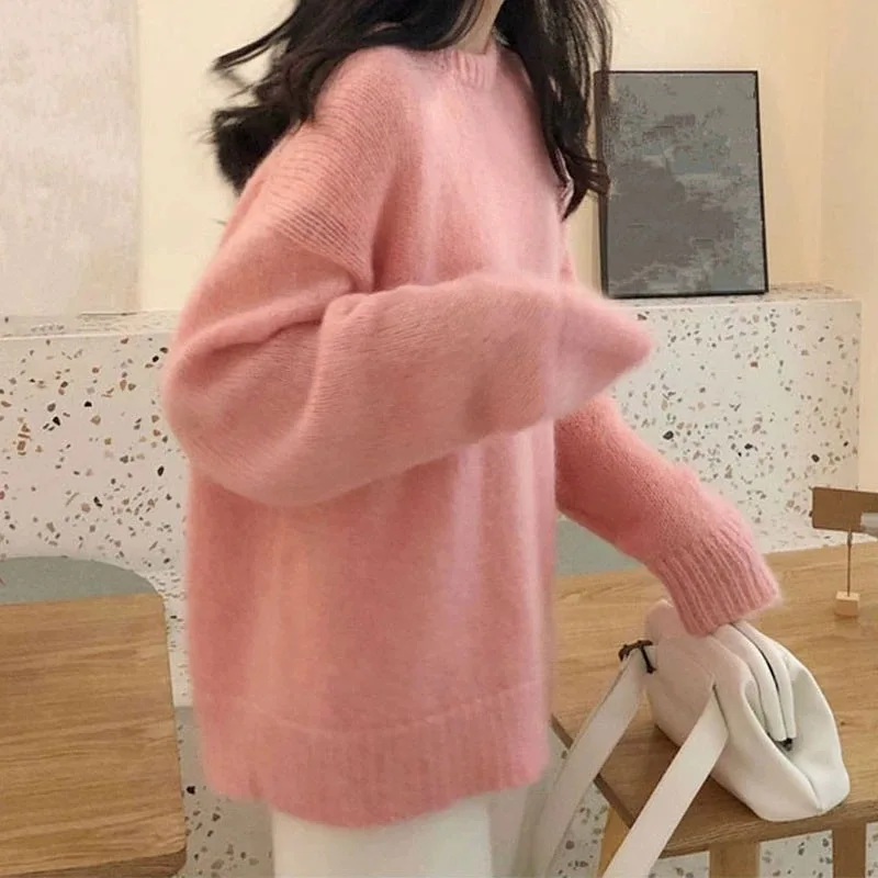 

New Spring Autumn Fashion Casual Sweater Women Round Collar Sweater Ladies Solid Long Sleeve Slim Soft Knitting Top Female Y93
