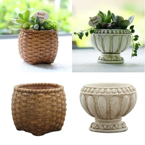 Vintage Style Resin Succulent Planter Pot Cactus Planter Box Fairy Garden Decor DIY Home Desktop Flowerpot