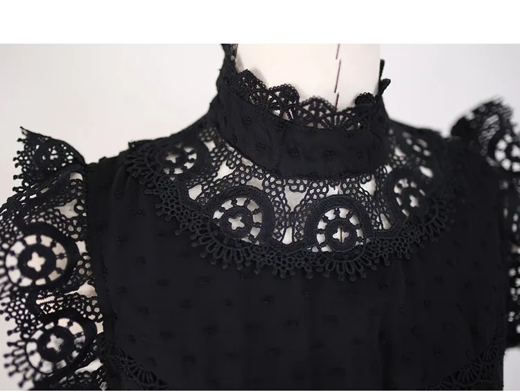 

Summer Fashion Maxi Dresses Women's Hollow out Lace Patchwork Ruffles Sleeveless Vintage Black Chiffon Elegant Party Dress