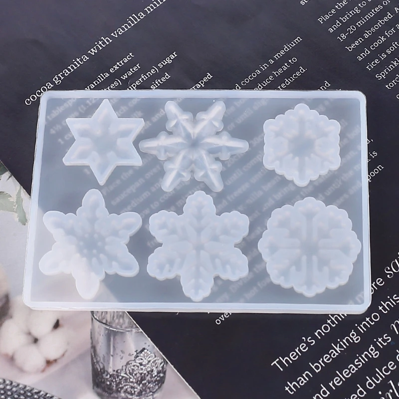 

6-Cavity Snowflake Resin Molds Snowflake Pendant Silicone Casting Mold Art Craft