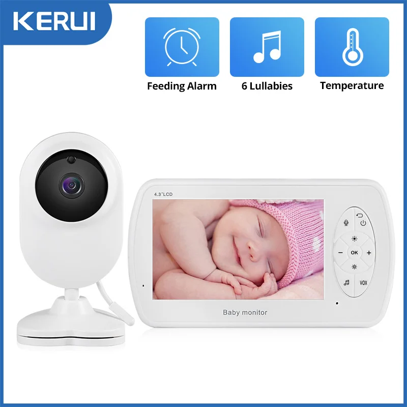KERUI 4.3 inch Screen Babyphone Camera Video Nanny Baby Monitor With Camera Security Babyfoon Temperature Monitor Night Vision