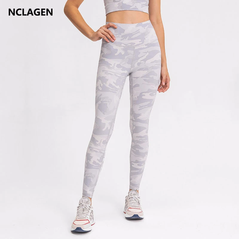 

NCLAGEN Yoga Pants Women High Waist Camo Running Elastic GYM Leggings Sport Fitness Pocket Squat Proof Butt Lift Workout Tight