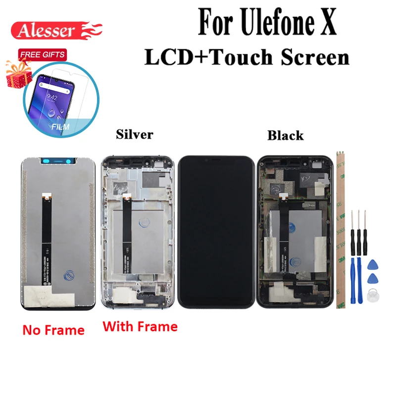 Alesser для Ulefone X ЖК-дисплей и сенсорный экран с рамкой в сборе запасные части с пленкой+ Инструменты+ клей для Ulefone X Phone