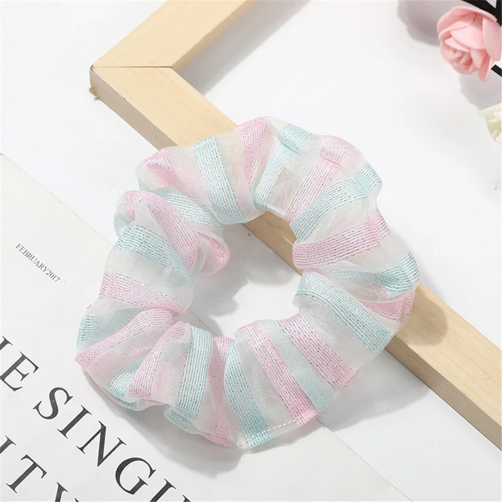 Рождественские резинки для девочек красочная Радужная ткань эластичные волос