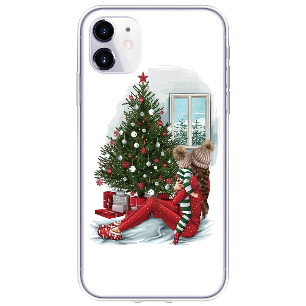 Merry Christmas Черный Коричневый чехол для девочки супер мама для TPU iPhone 11 Pro Max XR XS X XS Max 6 5se 7 8 Plus чехол новогодний чехол
