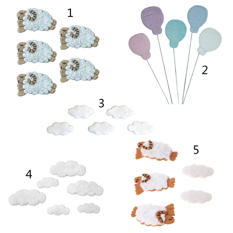 

Baby Newborn Photography Props Wool Felt Clouds Sheep Balloons Infant Photo Shooting Decorations Accessories