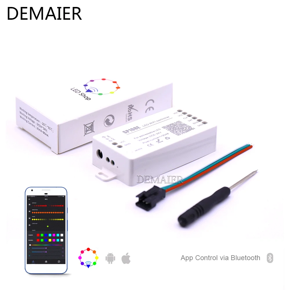 P107E SP601E Musik Controller In Mic Dual Signal SP105E SP110E Bluetooth SP108E Wifi APP WS2812BWS2811 SK6812 Pixel Band dc5-24v on - Музыкальный контроллер P107E SP601E с двойным сигналом от микрофона SP105E SP110E Bluetooth SP108E Wifi APP WS2812BWS2811