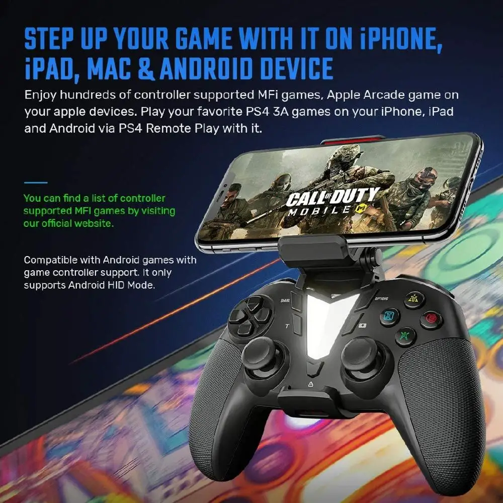 Беспроводной Bluetooth контроллер iFYOO для консоли iOS 13 4/iPhone/Android/PC Steam/PS4 Call of Duty Apple Arcade