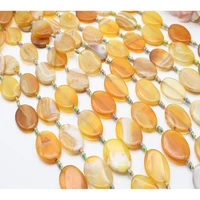 2strandslot 36mm natural smooth bright yellow stripe oval agate stone beads for diy bracelet necklace jewelry making strand 15