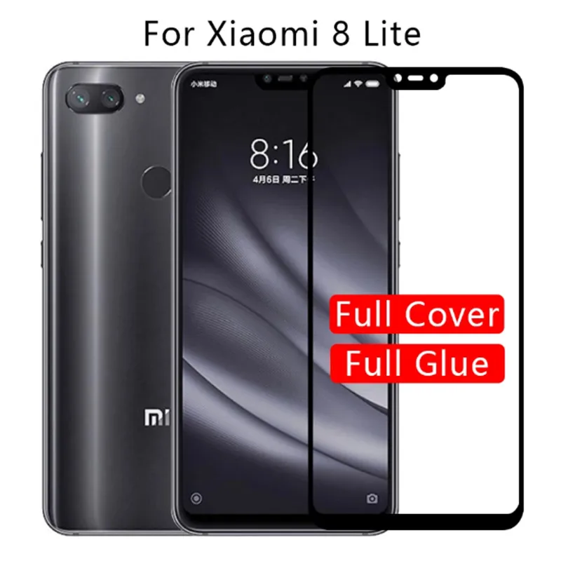 

2Pcs Full Cover Glass on xiomi Mi 8lite mi8 Mi 8se 8Pro Tempered Glass xiaomi 8 lite Mi 8 Pro Mi 8 light Screen Protector Film