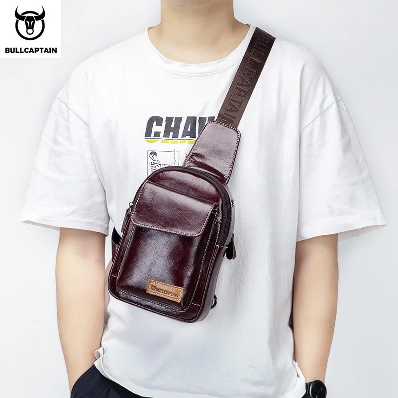 Нагрудная сумка BULLCAPTAIN из натуральной кожи используется для мужчин 7 9 дюйма iPai