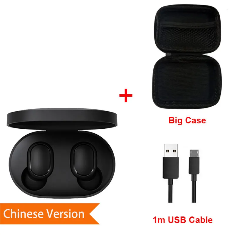 CN Big Case C Xiaomi Redmi Airdots наушники Bluetooth 5,0 Беспроводная гарнитура с шумоподавлением с микрофоном ушные крючки Наушники управление AI - Цвет: CN Big Case C