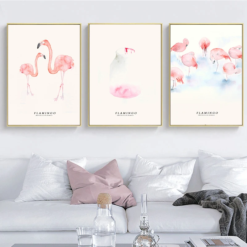 Постер в скандинавском стиле с изображением фламинго настенные картины на