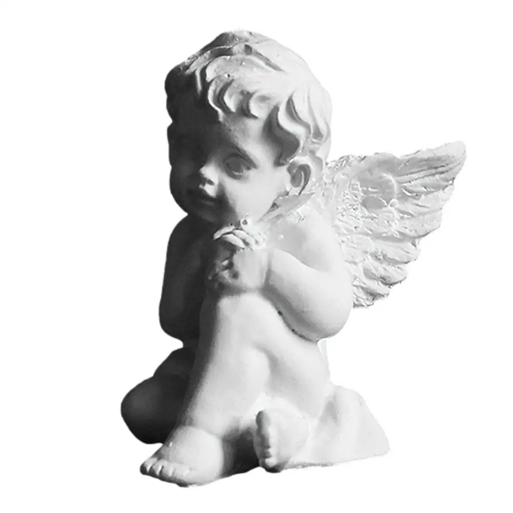 

Nordic Angel Figurines Praying Cherub Statues Garden Vintage Angel Sculpture Resin Miniatures Ornament Home Desktop Decor Gift