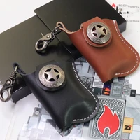 1pc small box for handmade leather lighter cover kerosene bag lighter cover men gift with keychain