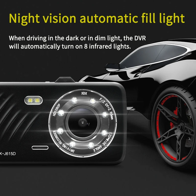 Автомобильный видеорегистратор 4 0 дюйма с двумя объективами Full HD 1080P ночного