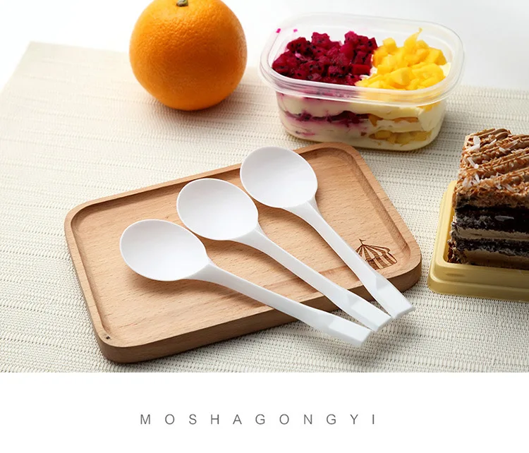 

100 шт утолщенные пластиковые одноразовые ложки для тортов йогурт фаст-фуд принадлежности для выпечки Посуда мороженое большая голова десер...