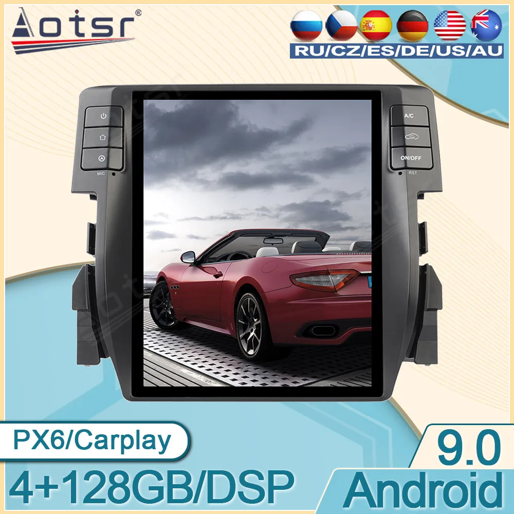 

Android 128G Auto DVD 4G LTE Multimedia Player For Honda Civic 2016 - 2019 Car Radio Tesla GPS Navigation Stereo Unit 2Din DPS