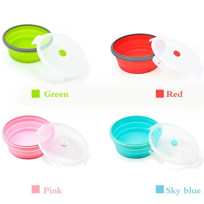 

Folding Food Container Portable Bowl Silicone Lunch-Box Round 350ML/500ML/800ML/1200ML Five Colors Outdoor Travel Portable Bowl