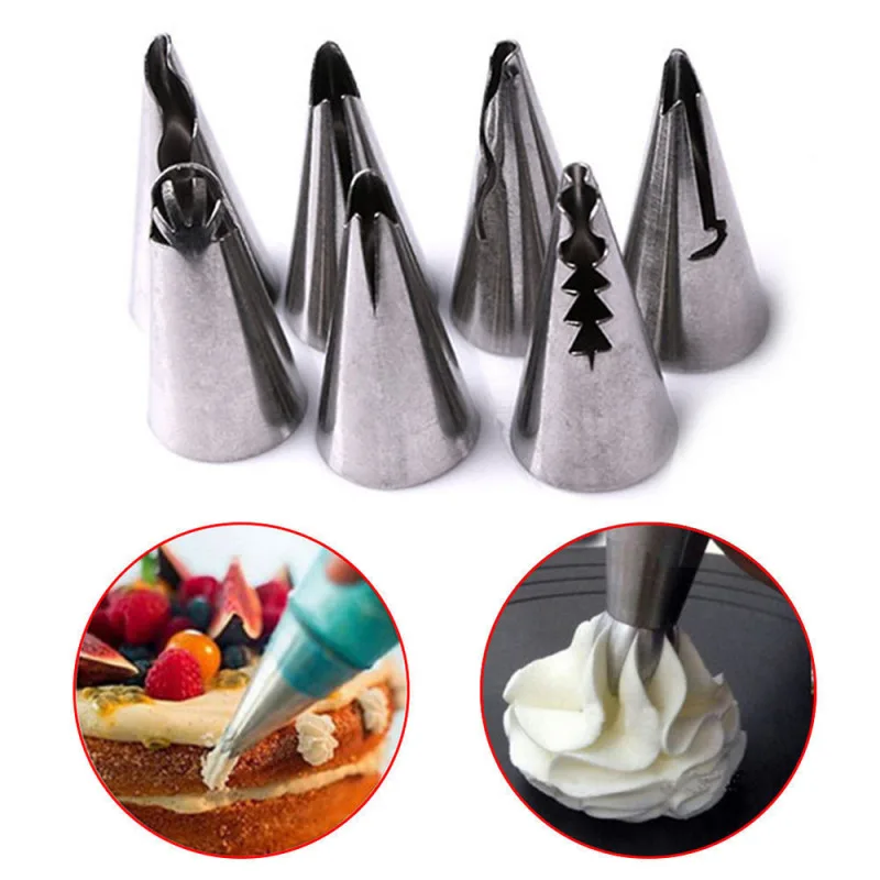 

7pcs/set Wedding Russian Nozzles Pastry Puff Skirt Icing Piping Nozzles Pastry Decorating Tips Cake Cupcake Decorator Tool