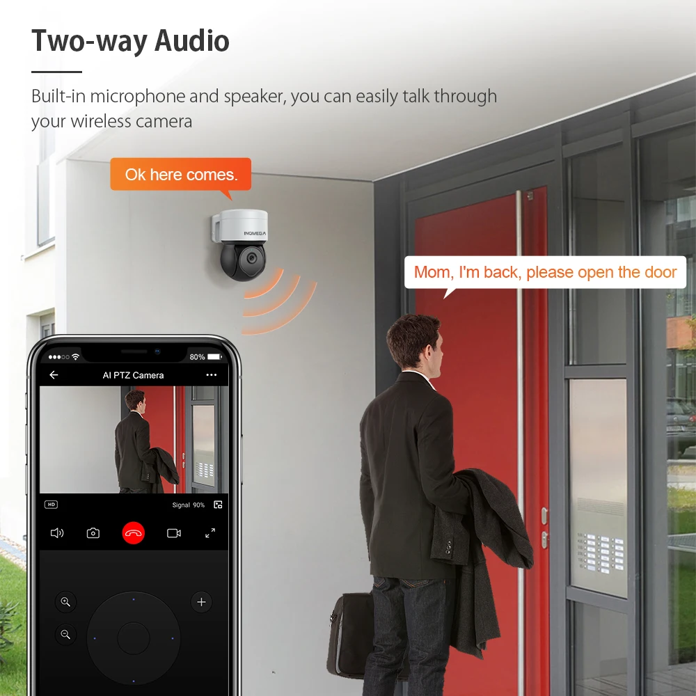 Камера видеонаблюдения INQMEGA 3MP TUYA для умного дома двухканальная с поддержкой